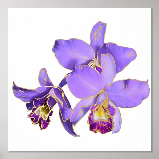 Links Lila Orchid Group Print Poster (Vorderseite)