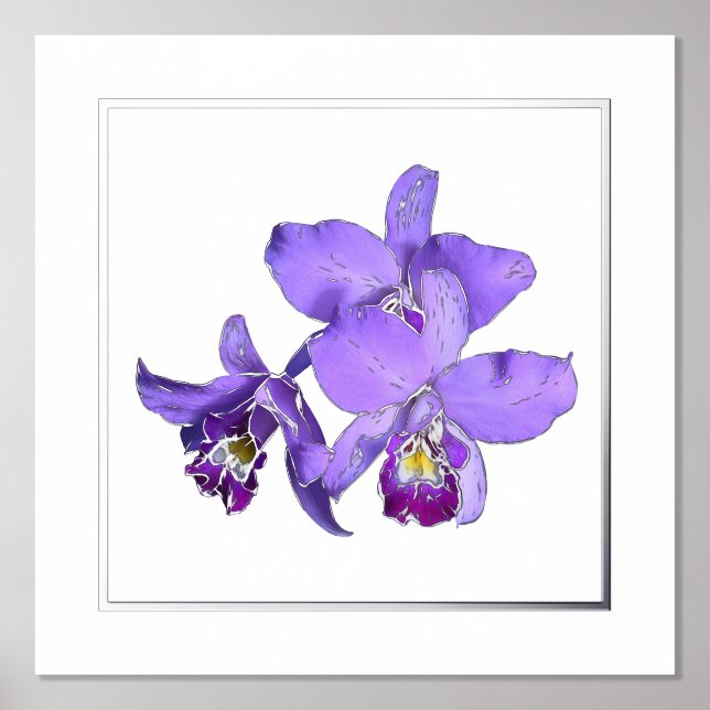 Links Lila Orchid Group Print Poster (Vorderseite)