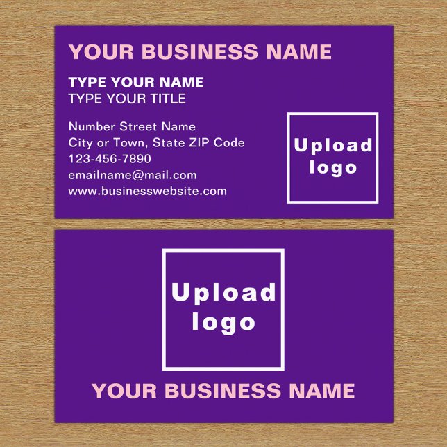 Links Lila Visitenkarte (The front and back of the purple business card)
