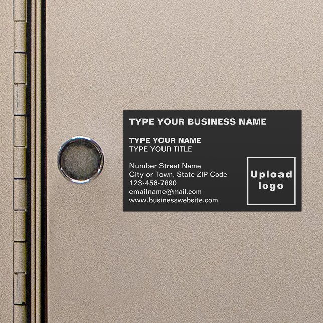 Links Magnetkarte Magnetische Visitenkarte (Black magnetic business card in left aligned style)