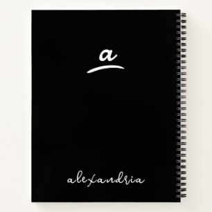 Links, modernes Monogram-Black-Spiral-Notebook Notizbuch