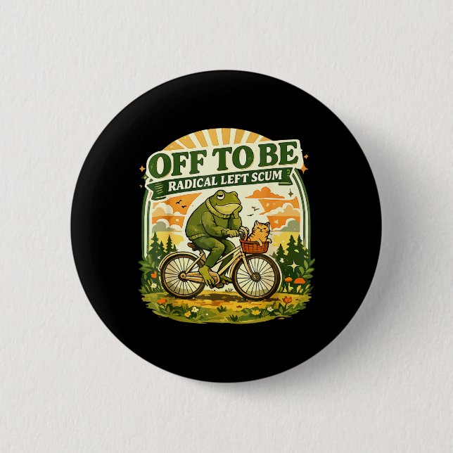 Links radikaler Abschaum, lustiger Frosch und Katz Button (Vorderseite)