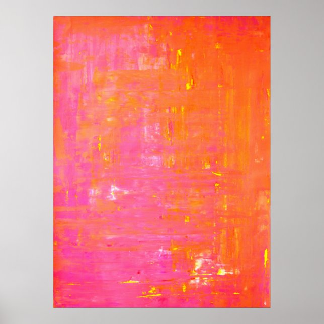 "Links und rechte" Rosa und orange Abstrakte Kunst Poster (Vorne)