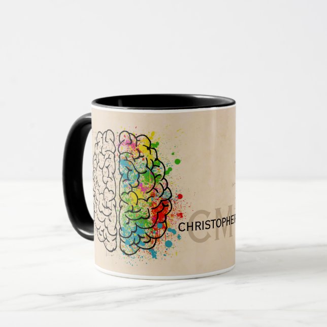 Links und rechtes menschliches Gehirn personalisie Tasse (Vorderseite Links)
