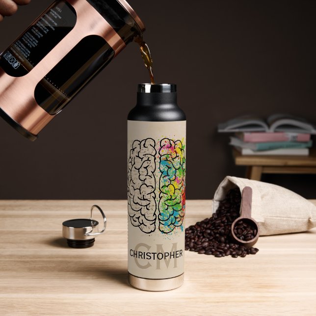 Links und rechtes menschliches Gehirn personalisie Trinkflasche (Kaffee)
