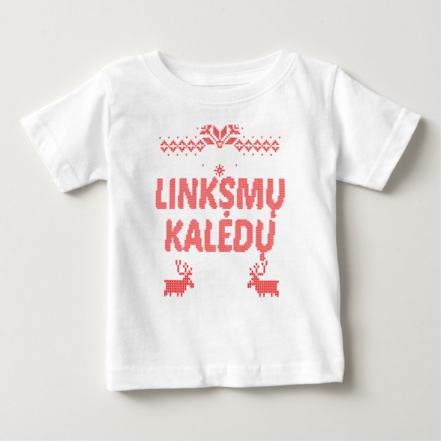 Linksmu Kaledu Litauisch Merry Weihnachtsgeschenk Baby T-shirt (Vorderseite)