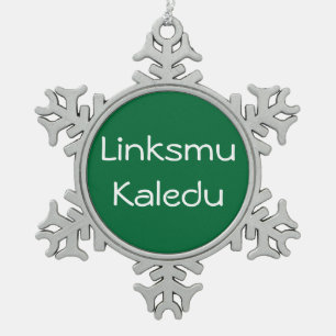 Linksmu Kaledu - Verzierung Schneeflocken Zinn-Ornament