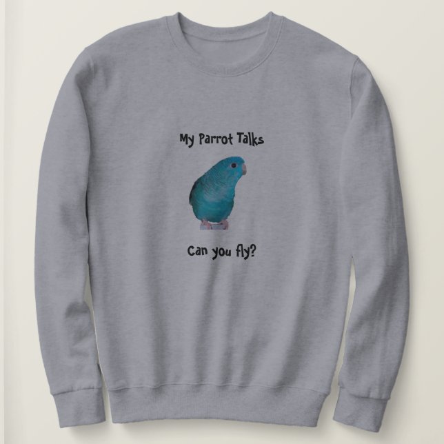 Linnie Papageien-Gespräche, können Sie fliegen? Sweatshirt (Design vorne)