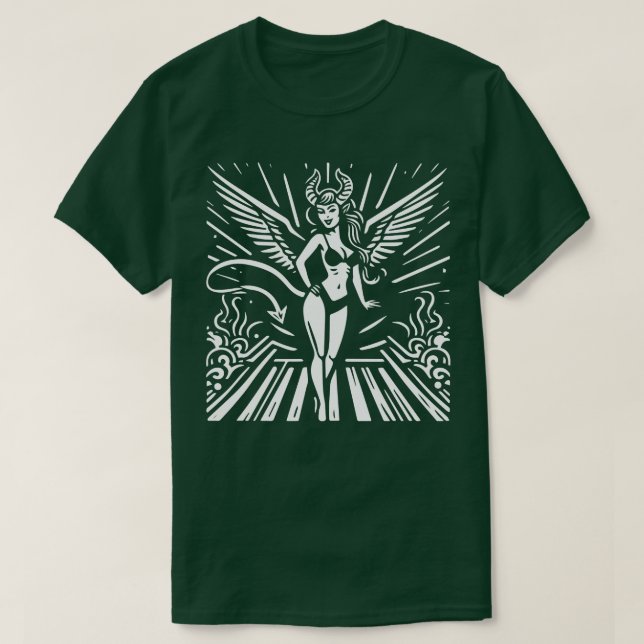Lino Cut Devil Girl T-Shirt (Design vorne)