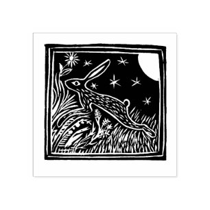 Lino Cut Hare Briefmarke Gummistempel