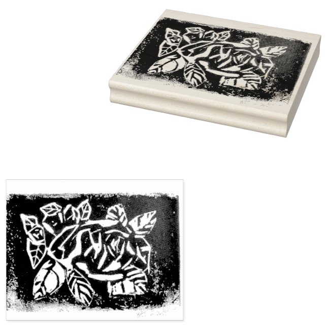 Linocut-Rose Gummistempel (Stempel)