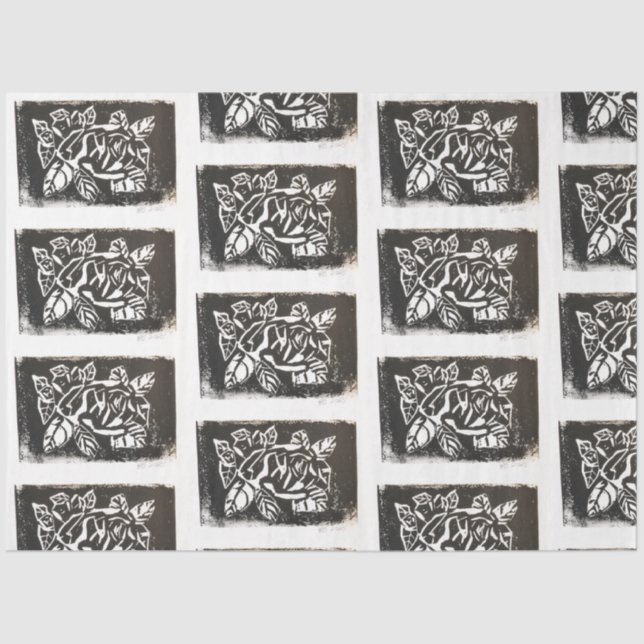 Linocut-Rose Seidenpapier (Vorderseite)