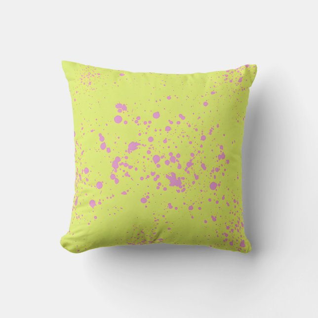 Linse Green & Pink Spritzer Art Throw Kissen (Vorderseite)