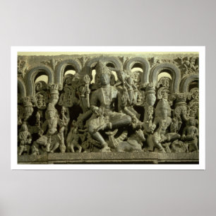 Lintel depicting The Trinity: Siva, Brahma and Vis Poster