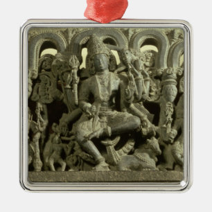 Lintel, der die Dreiheit darstellt: Siva, Brahma Silbernes Ornament