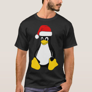 Linu Mascot Tu der Pinguin Weihnachtsmannmütze Ner T-Shirt