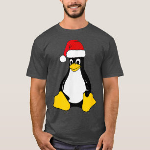 Linu Mascot Tu der Pinguin Weihnachtsmannmütze Ner T-Shirt