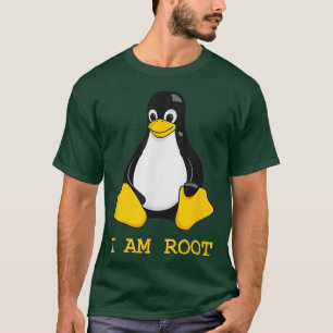 Linu Mascot Tu the Penguin I Bin Root T Men Women T-Shirt