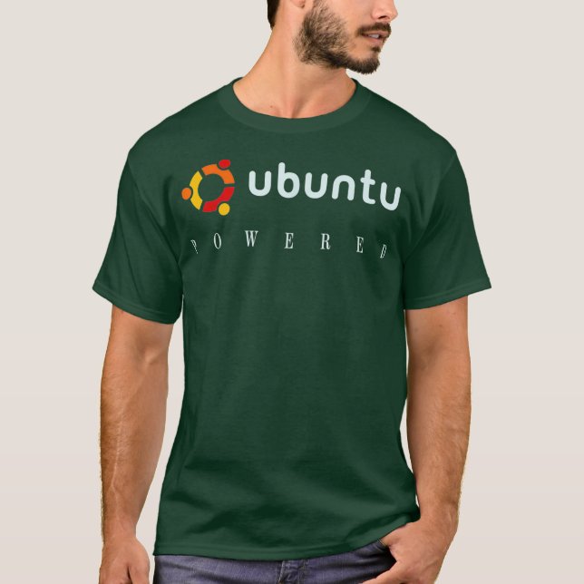 Linu Os Powered by Ubuntu Tu Pinguin T-Shirt (Vorderseite)