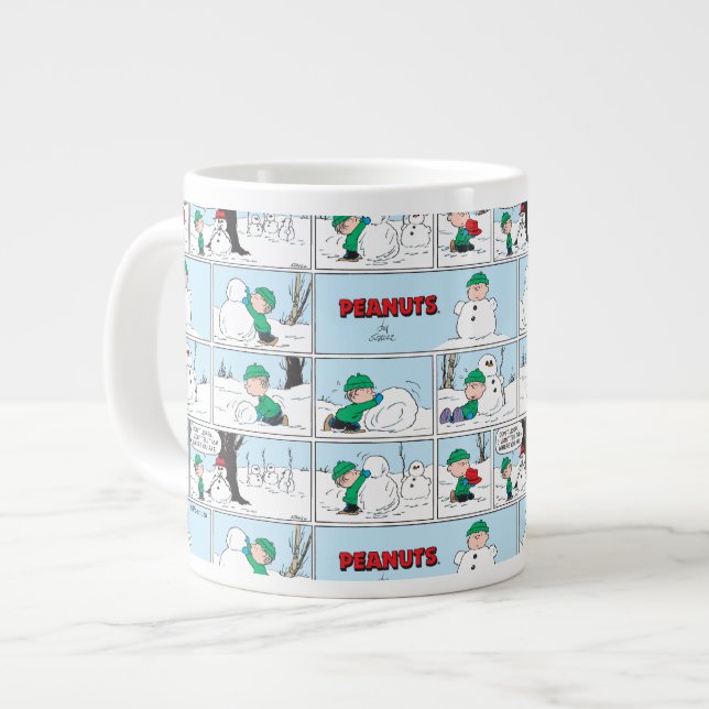 Linus baut einen Schneemann Jumbo-Tasse (Vorderseite Links)