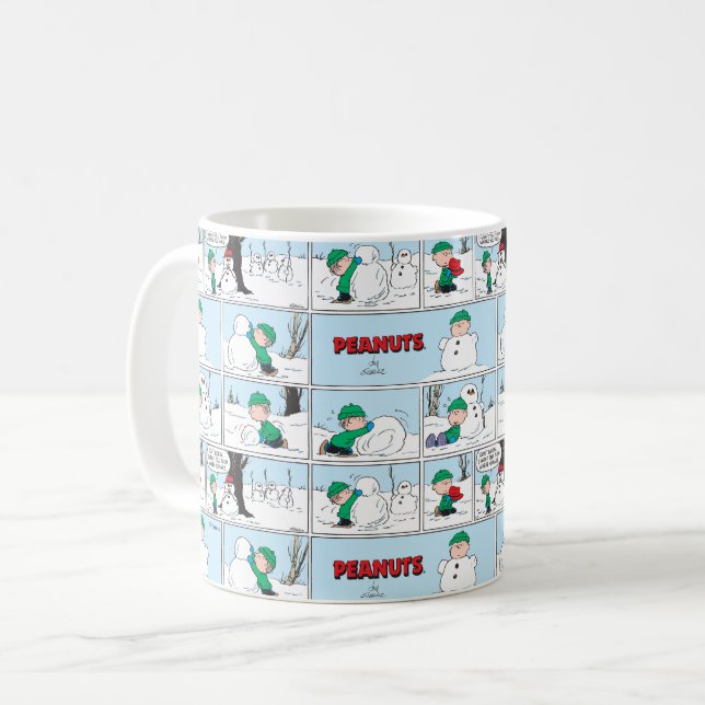 Linus baut einen Schneemann Kaffeetasse (Vorderseite Links)