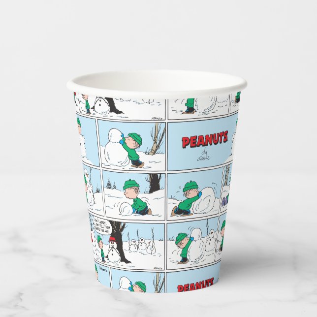 Linus baut einen Schneemann Pappbecher (Vorderseite)