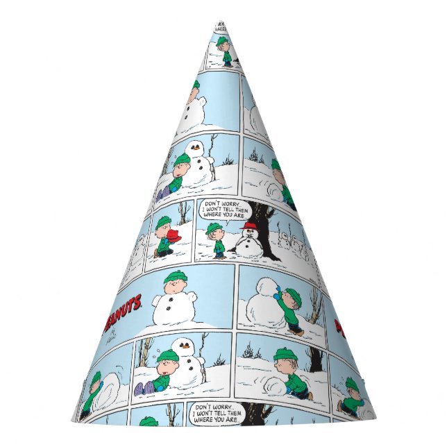 Linus baut einen Schneemann Partyhütchen (Vorderseite)