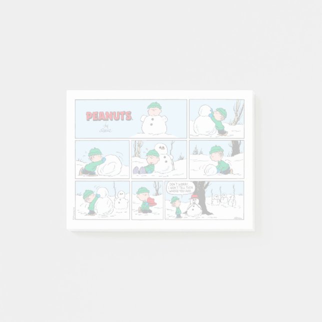 Linus baut einen Schneemann Post-it Klebezettel (Vorderseite)