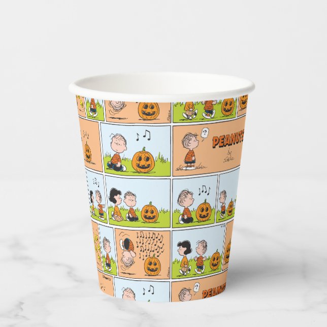 Linus & Lucy | Gesang Jack-O-Lantern Pappbecher (Vorderseite)