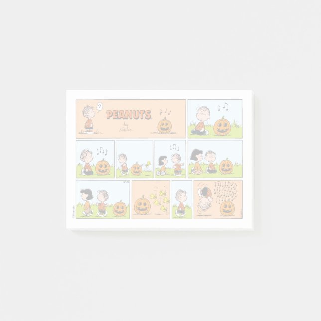 Linus & Lucy | Gesang Jack-O-Lantern Post-it Klebezettel (Vorderseite)