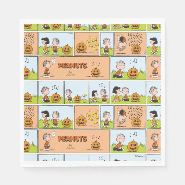 Linus & Lucy | Gesang Jack-O-Lantern Serviette (Vorderseite)