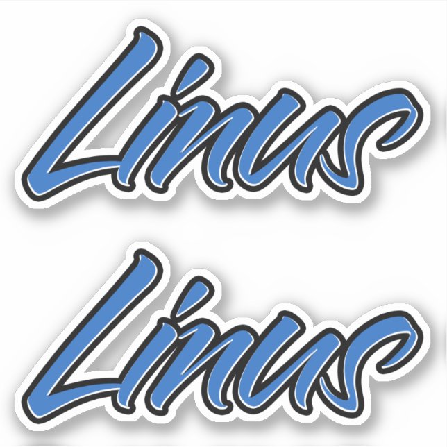 Linus Name blue Aufkleber Sticker Stickerset (Vorderseite)