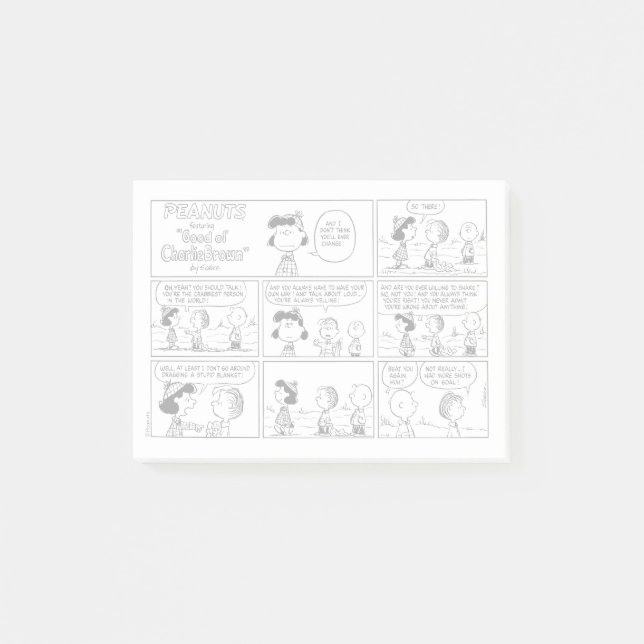 Linus Tells Lucy Sie ist Crabby Post-it Klebezettel (Vorderseite)