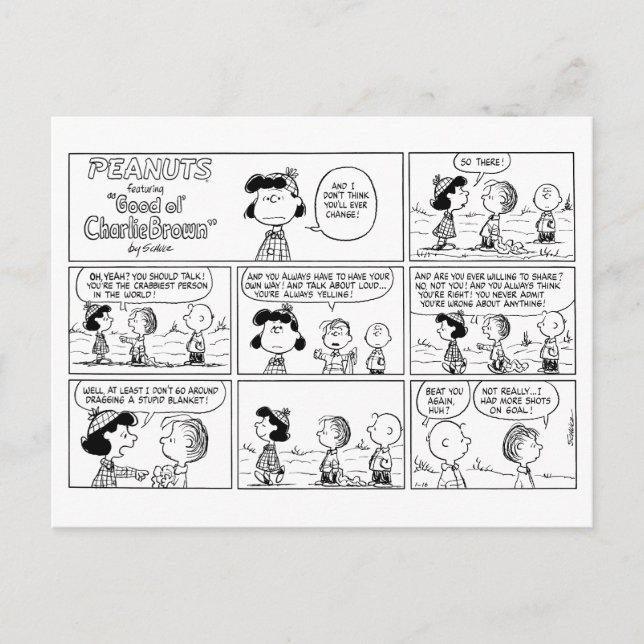 Linus Tells Lucy Sie ist Crabby Postkarte (Vorderseite)