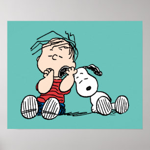 Linus tröstet von Snoopy's Ohr Poster