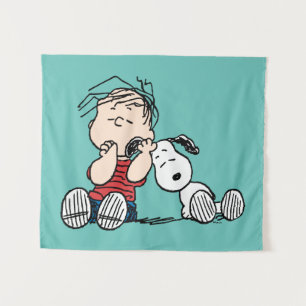Linus tröstet von Snoopy's Ohr Wandteppich