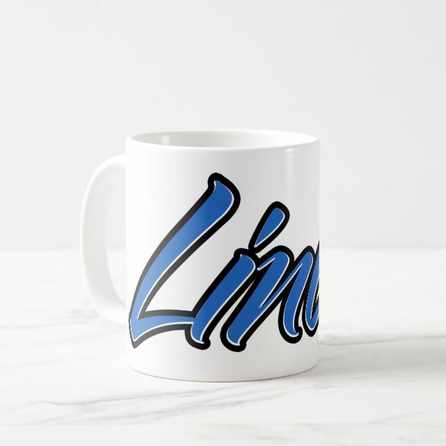 Linus Vorname Name blue Tasse Kaffeetasse (Vorderseite Links)