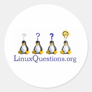 Linux-Fragen-Logo Runder Aufkleber