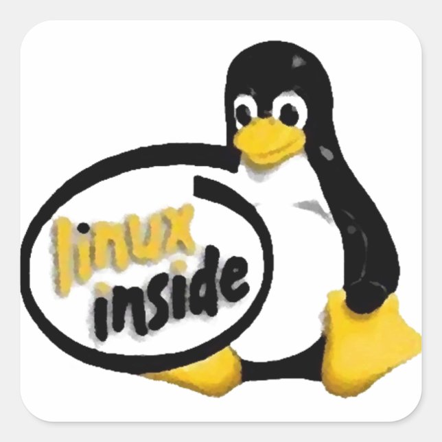 LINUX INSIDE Tux, das Linux Pinguin Logo Quadratischer Aufkleber (Vorderseite)