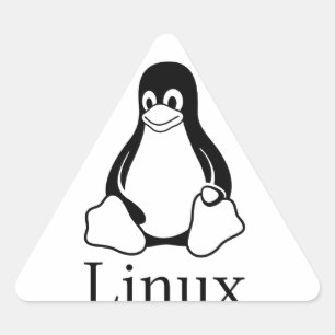 Linux-Logo mit Tux, dem Linux-Pinguin Dreieckiger Aufkleber