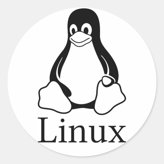 Linux-Logo mit Tux, dem Linux-Pinguin Runder Aufkleber (Vorderseite)