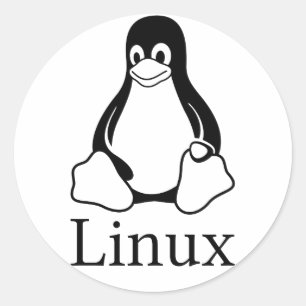 Linux-Logo mit Tux, dem Linux-Pinguin Runder Aufkleber
