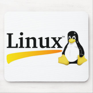 Linux-Logo mit Tux-Produkten Mousepad