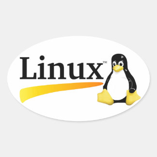 Linux-Logo mit Tux-Produkten Ovaler Aufkleber
