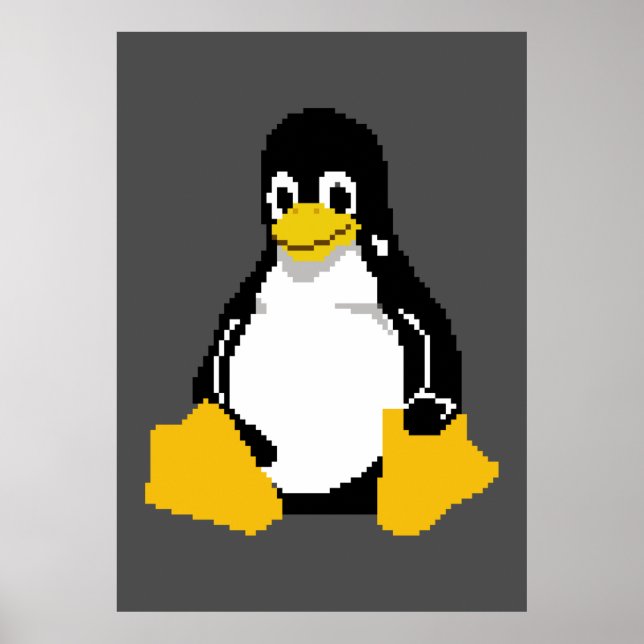 Linux Mascot | Linux Penguin | Tux in Pixel Art Poster (Vorne)