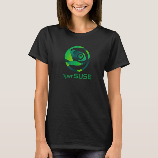 Linux OpenSUSE Lover T - Shirt Tagline & Logo Open (Vorderseite)