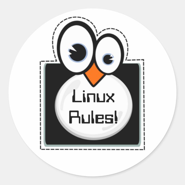 Linux-Pinguin-Frame-benutzerdefinierte Textaufkleb Runder Aufkleber (Vorderseite)