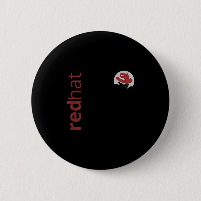 Linux Red Hat Fan T-Shirt Tux Penguin Open Source  Button (Vorderseite)