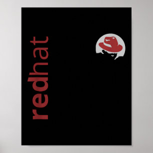 Linux Red Hat Fan T-Shirt Tux Penguin Open Source  Poster