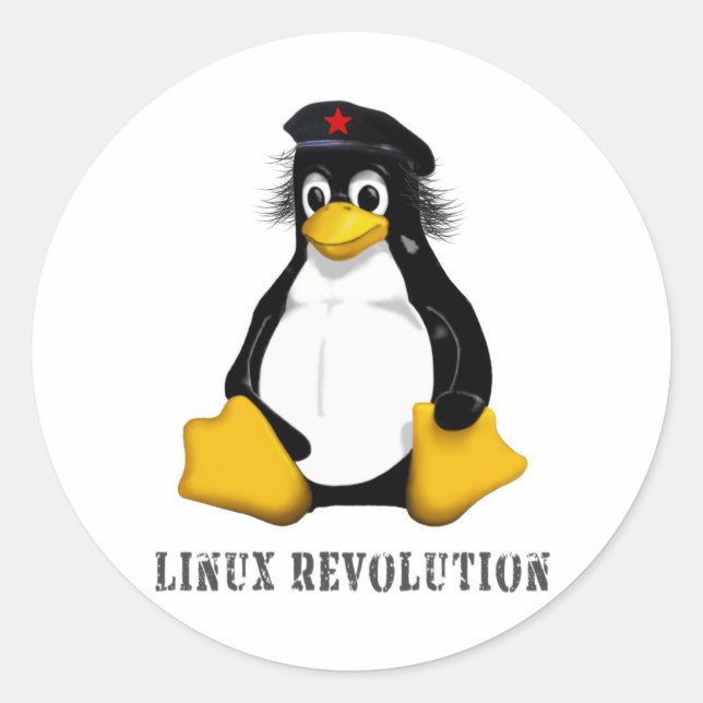 Linux-Revolution Runder Aufkleber (Vorderseite)